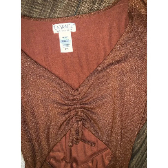 L Space Ruched Anthropologie Midi Dress fall revolve boho casual cut out knit - Picture 5 of 5